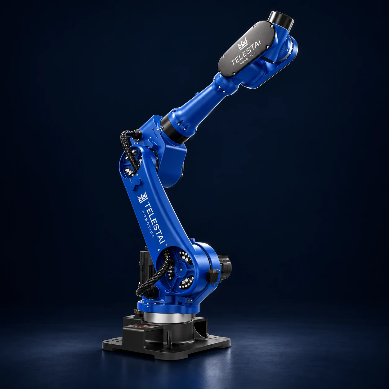 Representação azul do robô industrial BRTIRUS2550A
